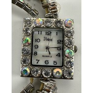 Vivani‎ K495 New Battery Ladies MOP Watch 23MM 6" Stretch Rhinestone Band P97